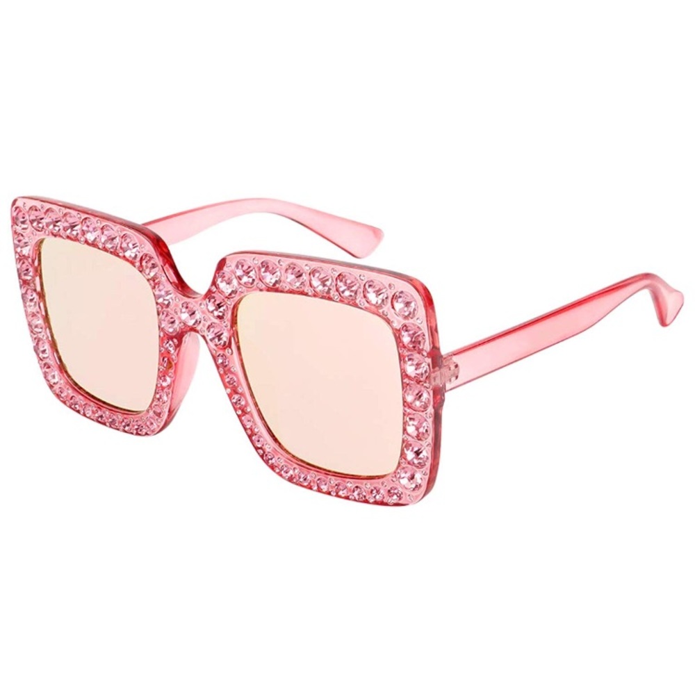 Oversized Sunglasses Square Thick Frame Rhinestone - Picture 6 of 8